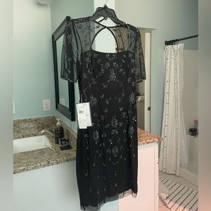 Black beaded short wedding/ prom/ cocktail party dress